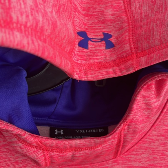 Under Armour Coldgear Girls XL Pink Fleece lined Hoodie with purple detail - Picture 4 of 9